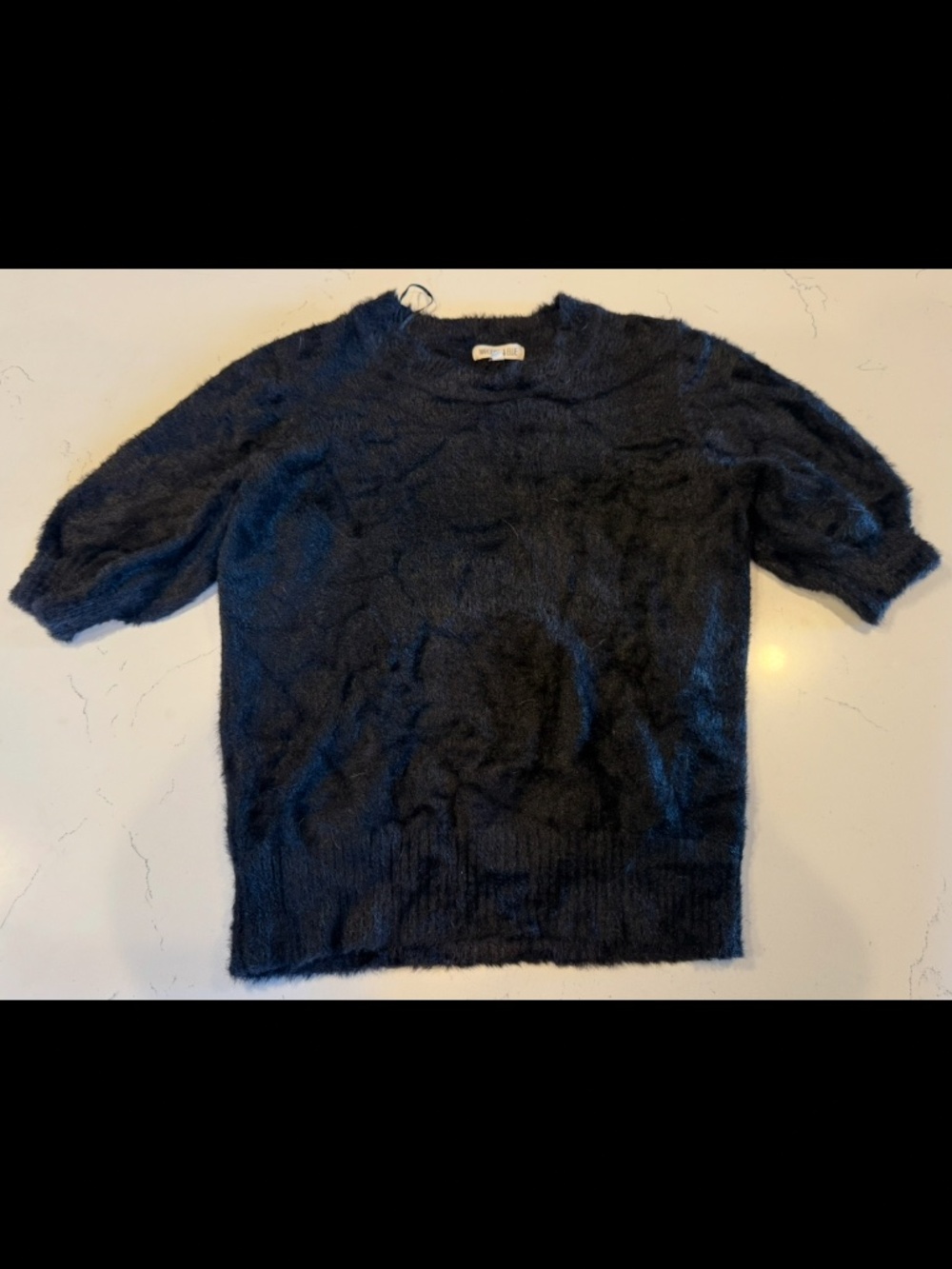 Margeaux & Ellie Black Fuzzy Sweater Women’s Small Balloon Sleeve Cozy